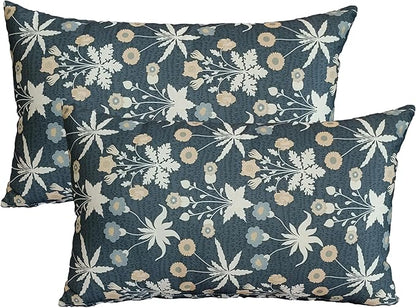ADLIVWYD Lumbar Pillows for Indoor Outdoor uses,Waterproof Removable Cover with Zipper Outdoor Pillows Set of 2 for Patio Furniture,12×20 Inch (Charcoal Floral)
