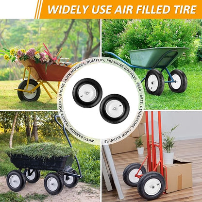 4.80/4.00-8" Air Filled Wheelbarrow Tire,Heavy-Duty Replacement Tire and Inner Tube Set with 3/4 & 5/8 Wheel Bearing and Spacer Kit included,Tubed Tires Non-Slip for Garden Cart Wagon