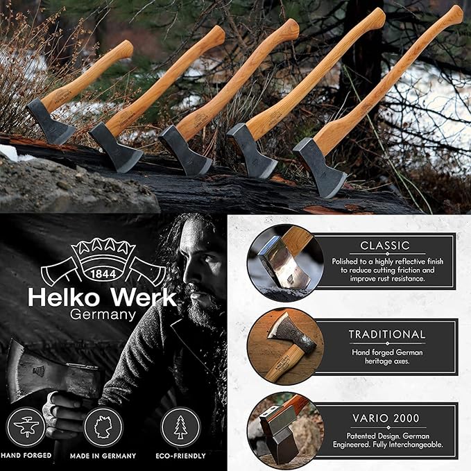 1844 Helko Werk Germany Traditional Saxon - Made in Germany Heavy Duty Splitting Axe for Chopping Firewood and Splitting Logs - Heavy Wood Splitting Axe, Head 6-1/4 lbs, Handle 31 in. (Saxon) #13588