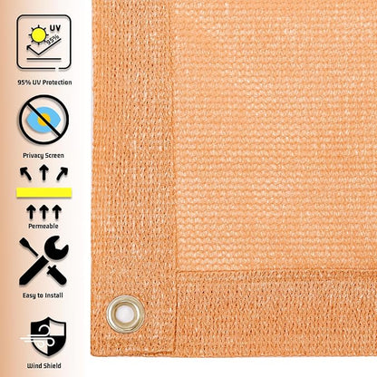SUNNY GUARD Shade Cloth Custom Size 3x6 FT Sun Shade Screen Fabric Shade Cover Tarp with Grommets for Pergola Backyard Garden, Peach Fuzz(We Customized)