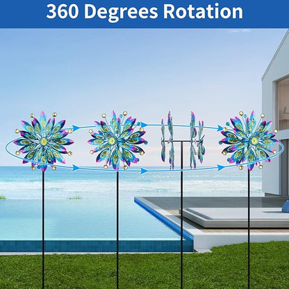 Wind Spinner for Yard and Garden Windmill Outdoor Metal Kinetic Wind Sculpture Dual Direction 360 Degrees Swivel for Yard Patio Lawn Decoration,61 Inch