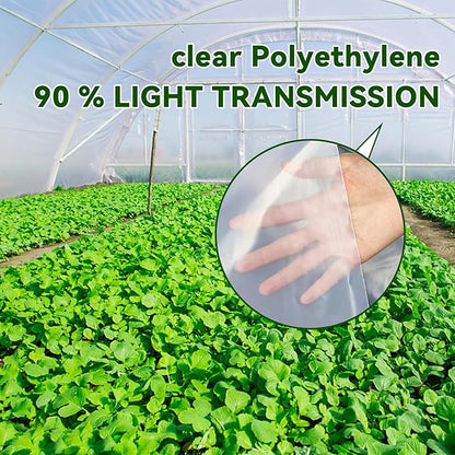 Greenhouse Plastic Sheeting- 6 mil Clear Plastic Sheeting -Waterproof Cover, UV Resistant Poly Tarp Hoop Covering for Farms Greenhouse Garden Outdoor, 12x25 FT