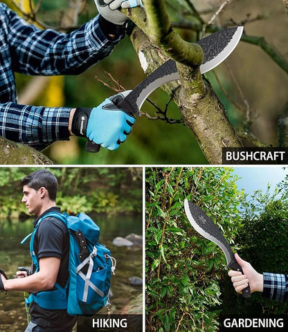 JXE JXO Machete, 14.5" Full Tang Machete for Cutting Trees Heavy Duty, 3Cr13 Steel with Nylon Sheath for Yard Work, Bushcraft and Outdoor