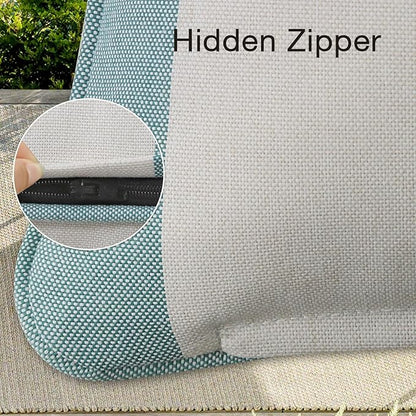 Decorative Outdoor Water Repellent Throw Pillows with Inserts, Set of 4, 18" x18" Pillows for Patio, Backyard, Bed, Couch, and Patio Furniture, Turquoise Stripe
