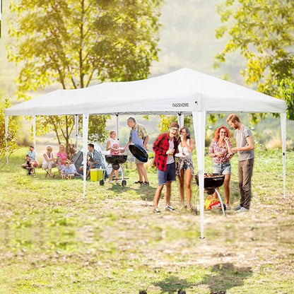 OASISHOME 10'x30' One Push Setup Pop-Up Canopy Tent with 8 Removable Sidewalls,Carry Bag,Waterproof Commercial Gazebo for Weddings/Outdoor Events, Heavy-Duty Frame(White, 10x30(One Push Setup))