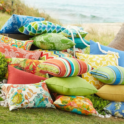 BrylaneHome Lumbar Pillow - 20" L x 13" W - Patio & Outdoor - Water, Stain & Fade Resistant - Geranium