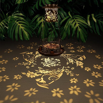 Cardinal Bird Feeder for Outdoor Gifts for Women Mom Grandma Hanging Metal Wild Birdfeeder Garden Solar Lantern Decor Lanterns Outside for Yard Patio Lawn Pathway Landscape