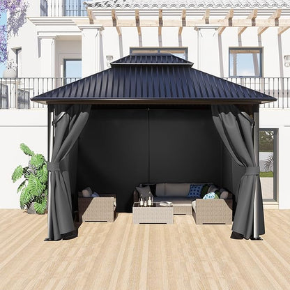 BPS 12' x 14' Gazebo Curtain Privacy 4-Panel Sidewall Outdoor Replacement Shade (Only Curtain)
