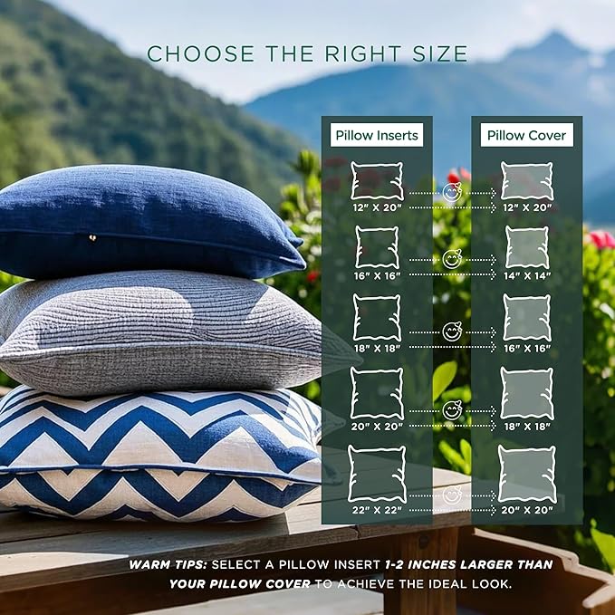 Codi Outdoor Lumbar Pillow Inserts 12x20 Set of 2, Water Resistant Throw Pillows Insert for Patio Furniture