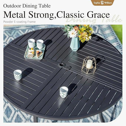 Sophia & William Round Patio Table and Chairs Set, Outdoor Dining Set for 4, 5 Piece Metal Patio Furniture, 42" Black Table(Diamond)