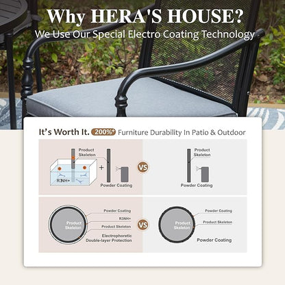 HERA'S HOUSE Patio Table and Chairs Set, 83" Rectangle Table with 8 Cushioned Armrest Chairs, 9 Pieces Outdoor Patio Dining Sets for Backyard Garden Lawn