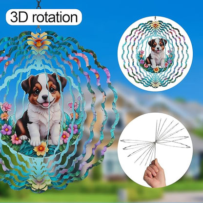 Metal Wind Spinners for Outdoor,Birthday Gifts for Women Mom Grandma, 12 Inch Dogs Wind Spinner, Kinetic Sculpture Garden Decor for Ornament Gifts