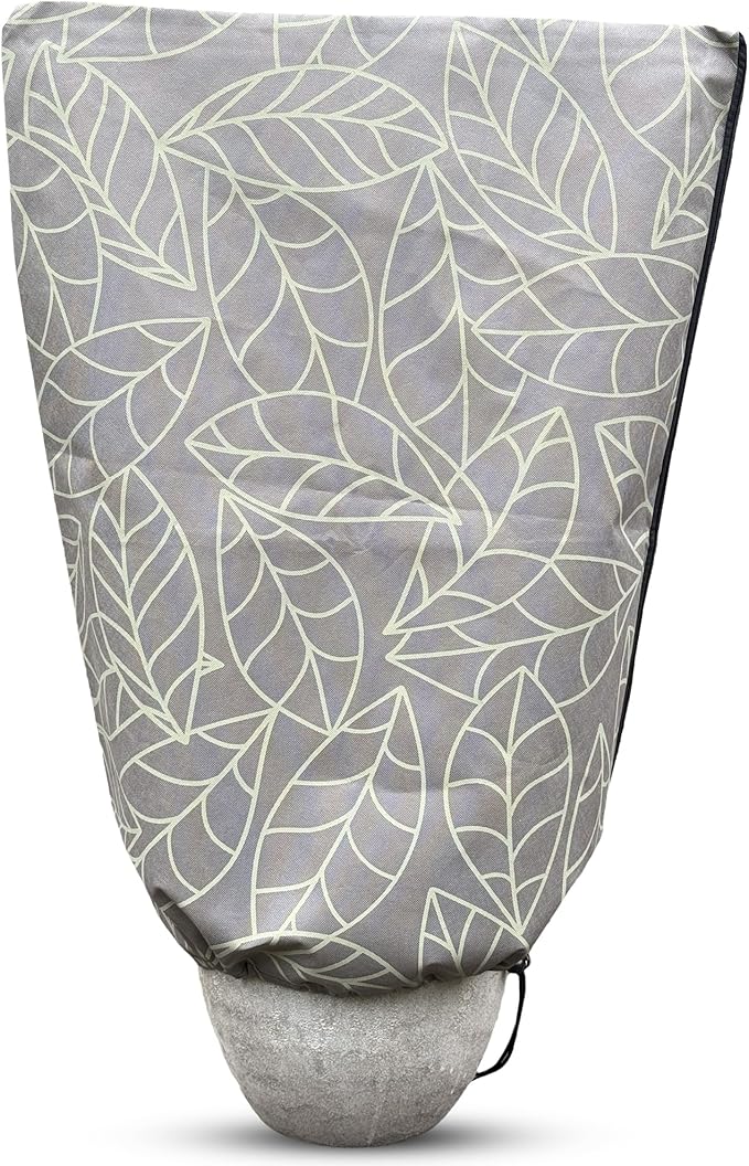 Plant Covers Freeze Protection 24"x32" in 4 Pack | Brown Winter Frost Blankets for Outdoor Plants | Reusable Garden Cover Bags with Zipper Drawstring | Cold Weather Shrub Protection Cloth