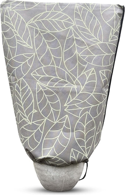 Plant Covers Freeze Protection 24"x32" in 4 Pack | Brown Winter Frost Blankets for Outdoor Plants | Reusable Garden Cover Bags with Zipper Drawstring | Cold Weather Shrub Protection Cloth