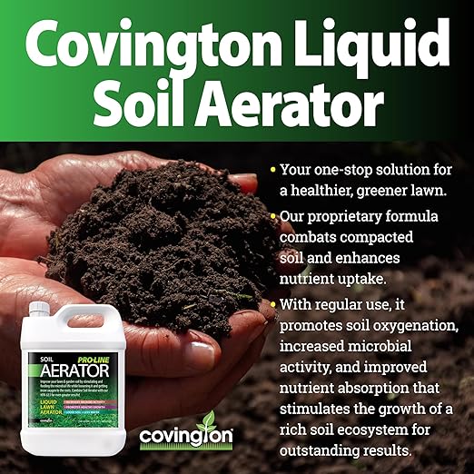 Covington Liquid Lawn Aerator PRO-LINE (1 Gallon) – Soil Conditioner & Softener for Lawns & Gardens – Loosens Clay, Compacted Soil for Better Water & Nutrient Absorption – Liquid Aeration Concentrate