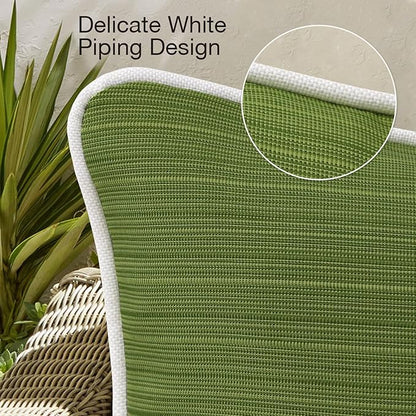 Decorative Outdoor Water Repellent Throw Pillows with Inserts, Set of 4, 20" x12" Pillows for Patio, Backyard, Bed, Couch, and Patio Furniture, Lawn Green