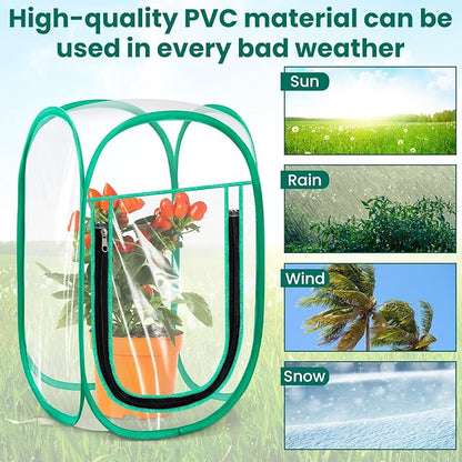 Nuanchu Pop up Mini Greenhouse Cover, PVC Clear Small Greenhouse with Nails 12" x 12" x 20" Inch Portable Plant Flowers Sunshine Tent Room for Indoor Outdoor Gardening(2 Pack)