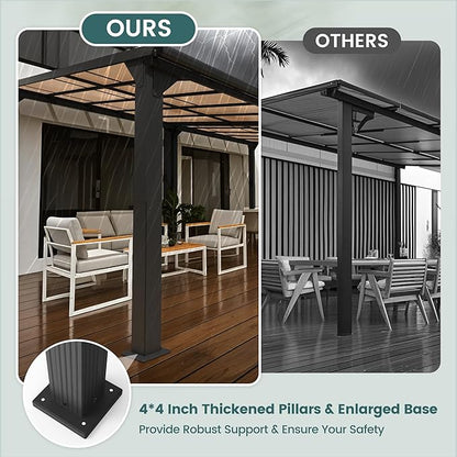 10 * 28FT Pergola,Outdoor Gazebo,Hardtop Lean to Gazebo,Wall Mounted Pergola,Pergolas Gazebos Clearance,Aluminum Frame Pergola,UV Resistant Patio Roof,Patio Awnings for Porch,Lawn,Backyard