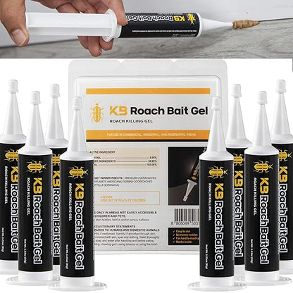 Cockroach Killer Indoor Home Gel (8 PCS) - Combat Gel Alternative with Fipronil 0.05% | Roach Bait Station for Pest Control | 97% Efficacy for American Roaches (99% for German)