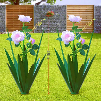 Homight Large Agave Sculpture Rustic Metal Agave Plant Outdoor Interior Decoration Outdoor Lawn Decoration Yard Wooden Posts Matching Garden Suitable for Patio