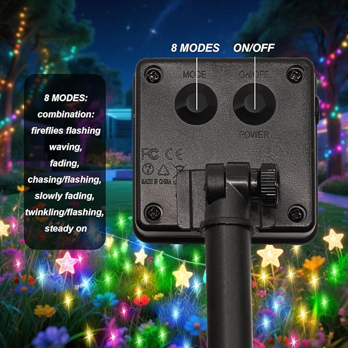 ANGMLN Solar Fairy String Lights Outside, 10 Strand 200 LEDs 8 Modes Watering Can Light for Outdoor（No Can）, Firefly Bunch Lights Waterproof Solar Powered Waterfall Lights for Garden Decor