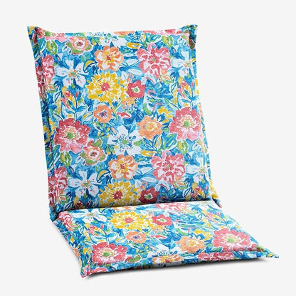 BrylaneHome Hinged Back & Seat Cushion - 21.5" H Seat Back - Patio & Outdoor - Water, Stain & Fade Resistant - Poppy Blue