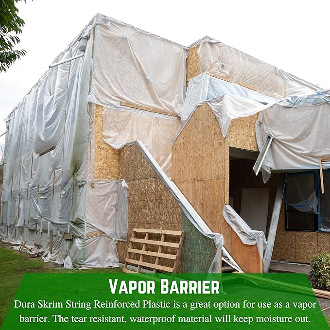 Farm Plastic Supply - Dura Skrim String Reinforced Clear Plastic Sheeting - 6 Mil - (20' x 300') - Reinforced Poly Film Tear Resistant, Weatherproof, Vapor Barrier Polyethylene Roll for Construction