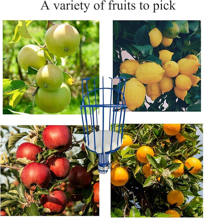 Fruit Picker Basket Only Twist-On Standard US Threaded Pole Integrated Non-Detachable Harvesting Tool Head with Protected Foam Cushion for Apple Peach Mango Pear, Blue(Pole Not Included)