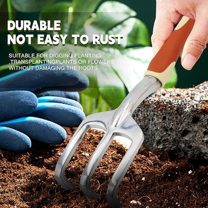 Garden Tool Set, 6 Pack Heavy Duty Gardending Hand Tools Kit with Non-Slip Rubber Grip, Ideal Gardening Gifts for Women