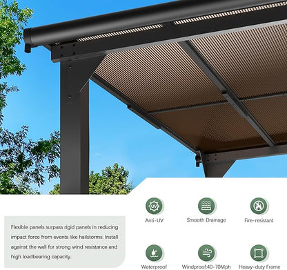 Gazebo, Wall Mounted Gazebos on Clearance, Outdoor Lean to Gazebo Awnings for Patio, Deck, Porch, Backyard (8 x 10)