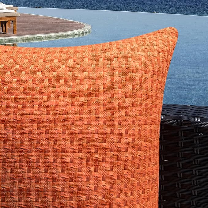Kevin Textile Fall Outdoor Waterproof Throw Pillow Covers Pack of 2 Farmhouse Decorative Cushion Covers for Garden Patio Tent Balcony Bench Couch Sofa 20x20 Inch, Burnt Orange