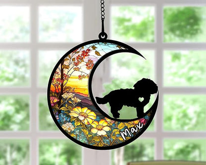 Personalized Dog Memorial, Custom Name Maltese Dog Christmas Ornament with Name, Custom Breeds, Pet Loss Light Catcher, Gifts for Lovers Loss of Pet Sympathy on Mothers Day Christmas