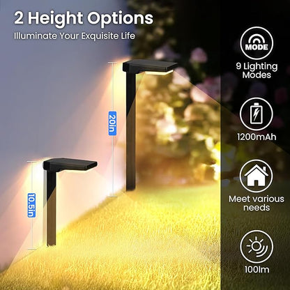 Solar Lights Outdoor, 4Pack Smart Pathway Lights with Color Changing &Sync, 9Modes (Warm/Cool White,RGB) for Driveway,Walkway,Garden,Yard,Fence,Patio,Lawn,Step Waterproof