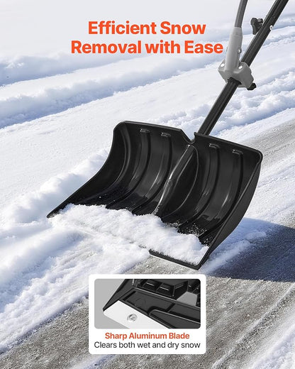 VEVOR Snow Shovel for Driveway, 18 in Wide Plastic Snow Shovel with Assist D-Shaped Handles, Non Slip Grip, Large Capacity Snowplow Shovels, Lightweight Snows Removal Tool for Garden Car Camping