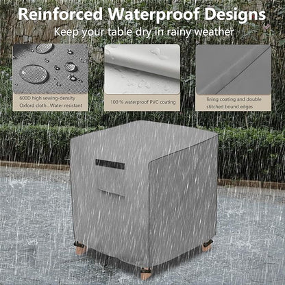 okcool Patio Wicker Side Table Cover,Waterproof Square Patio Small Side Table Cover,Suitable for 3-Piece Outdoor Wicker Patio Bistro Set Side Table,22W x 22D x 18H inch