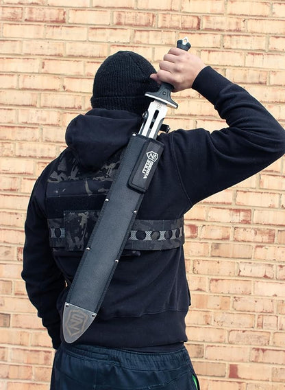 Sierra Zulu Garrison Sword - 7CR13 Stainless Steel Blade, 27.0 inches Overall, 19.5” Blade with Two Tone Powder Coated Finish - Glass Fiber Handle, Tactical Nylon Sheath with Reversible Wear Strap