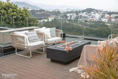 Elementi Granville Gas Fire Pit Cast Concrete Fire Table, Outdoor Fire Pit Electronic Ignition | Canvas Cover, Lava Rock Included | Free AMS Wind Guard | Dark Gray (Propane Gas)