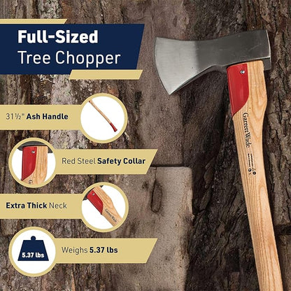 Forest Maul Wood Splitter Axe - 31” Tree Felling Wood Splitting Axe with Ash Handle and Steel Log Splitter Wedge Blade - German-Made Splitting Maul - Camping and Bushcraft Gear by Kings County Tools