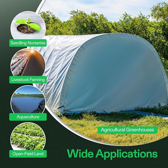 VIVOSUN Black and White Panda Film, 10' x 10' 5.5 Mil Poly Film, Blackout Tarp for Warm House