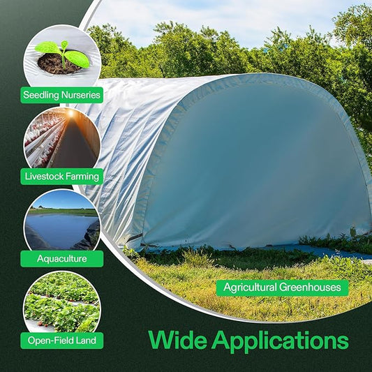 VIVOSUN Black and White Panda Film, 10' x 10' 5.5 Mil Poly Film, Blackout Tarp for Warm House