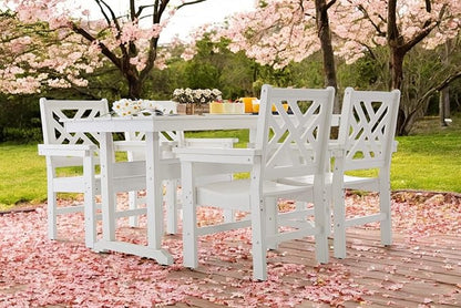 5 Piece HDPE Outdoor Dining Set for 4, Patio Dining Furniture Set with Umbrella Hole, Outdoor Table and Chairs for Garden, Poolside, Backyard, Deck