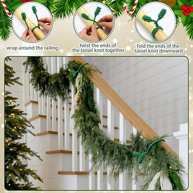 Shappy 36 Pieces Christmas Garland Banister Ties Christmas Decorative Reusable and Flexible Twist Ties for Garland, Banister Home Decoration (Green)