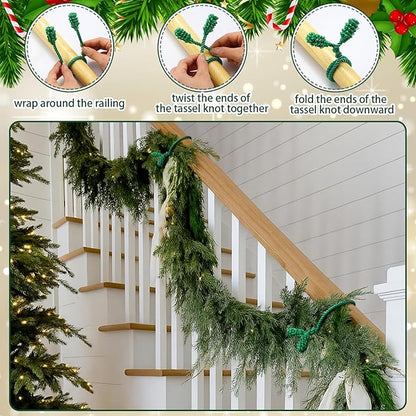 Shappy 36 Pieces Christmas Garland Banister Ties Christmas Decorative Reusable and Flexible Twist Ties for Garland, Banister Home Decoration (Green)