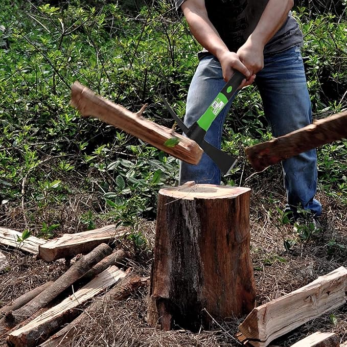 WilFiks Cutter Mattock, 15" Heavy Duty Pick Axe with Forged Heat Treated Steel Blades, Adze Hoe for Weeding, Prying and Chopping, Digging Tool with Anti-Slip Grip, Ergonomic Shock Reduction Handle