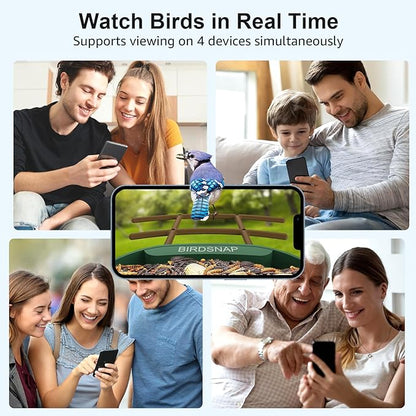 birdsnap® PAV- Smart Bird Feeder with Camera Solar Powered, 64GB Card & 2K HD Record Video Bird Camera Live with 5 DIY Add-ons, AI Identify Auto Capture, Ideal Gift for Birds Lover