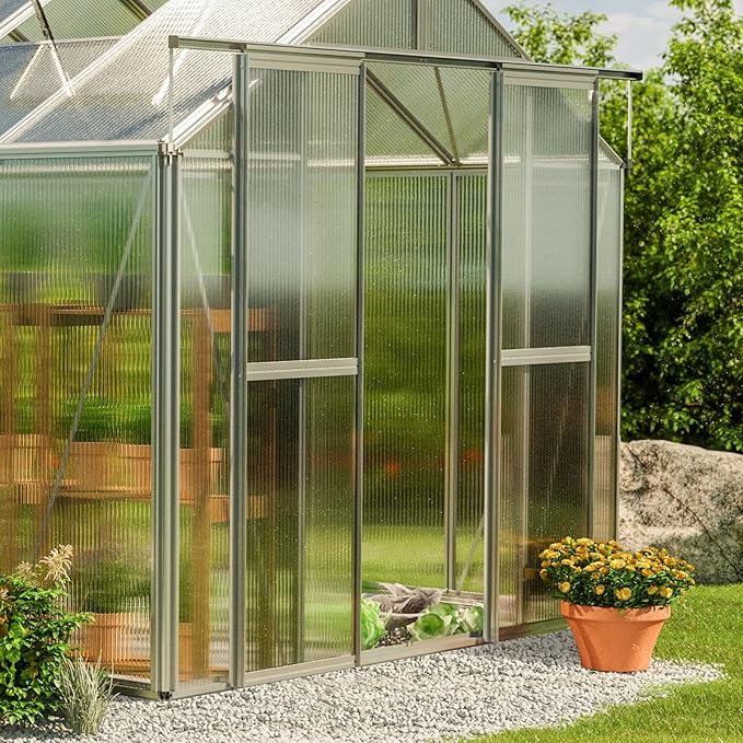 Greenhouse Saphir 3 Aluminum Frame 8.5 x 6.4 ft with Approx. 8 mm Polycarbonate Panels