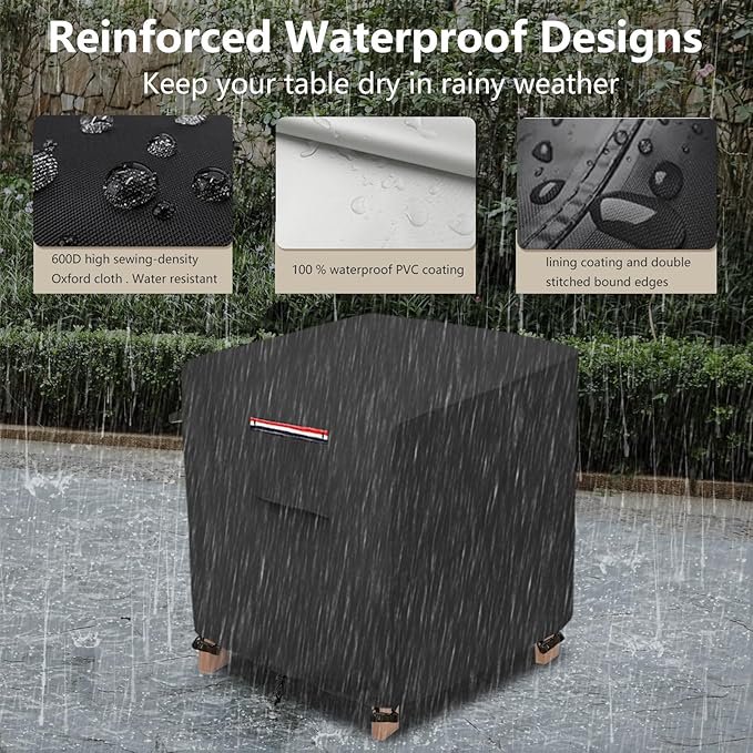 okcool Patio Wicker Side Table Cover,Waterproof Square Patio Small Side Table Cover,Suitable for 3-Piece Outdoor Wicker Patio Bistro Set Side Table,22W x 22D x 18H inch