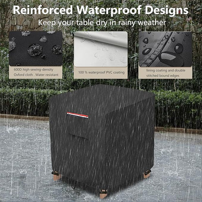 okcool Patio Wicker Side Table Cover,Waterproof Square Patio Small Side Table Cover,Suitable for 3-Piece Outdoor Wicker Patio Bistro Set Side Table,22W x 22D x 18H inch