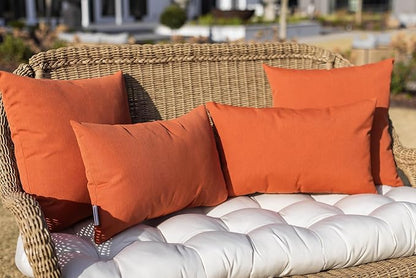 RSH DECOR: Sunbrella Square Throw Pillows Set of 4 | 17" x 17" | Water and Fade-Resistant Performance Fabric | Outdoor Pillow Covers with Down-Alternative Inserts | Canvas Tuscan