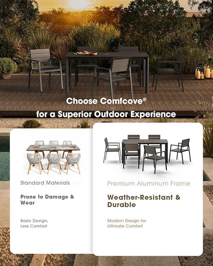 Outdoor Patio Dining Chairs Set of 2, Aluminum & HDPE All-Weather for Deck, Lawn, Backyard, Pool and Indoor Use (Charcoal